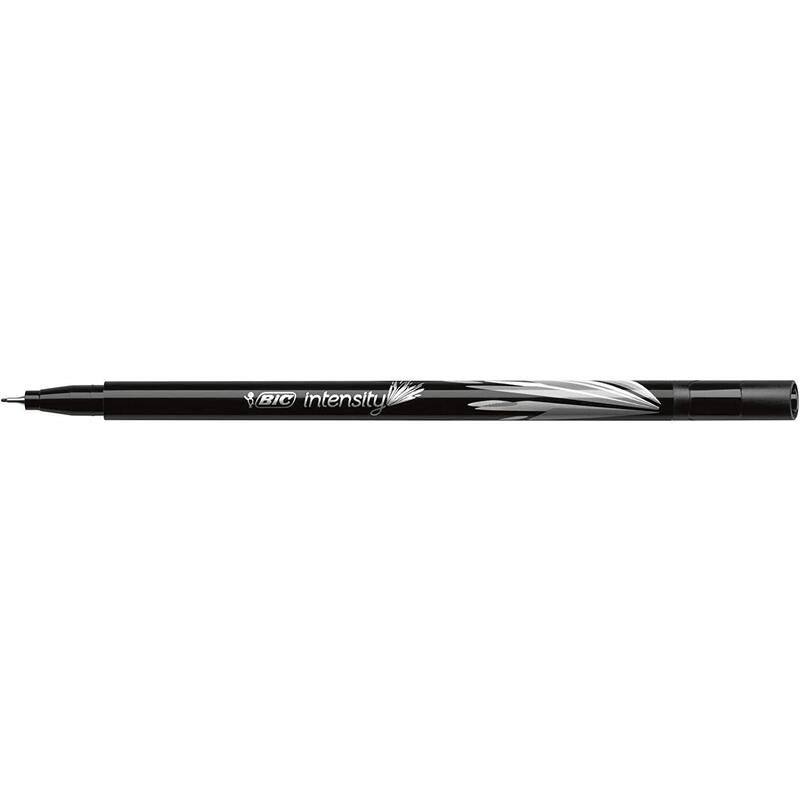 Pack De 12 Unidades Bic Intensity Fine Rotulador De Punta Fina De 0.8mm - Trazo De 0.4mm - Tinta Con Base De Agua - Color Negro
