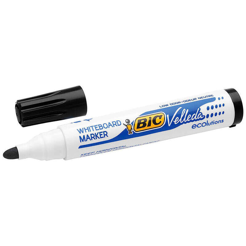 Pack De 12 Unidades Bic Velleda 1701 Ecolutions Marcadores Para Pizarra - Punta Redonda - Trazo De 1.5 Mm - Tinta Con