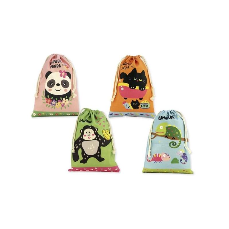 Pack De 12 Unidades Bismark Animals Bolsa Escolar Para Merienda - Medida 22x35cm - Ciere De Tiras - 4 Diseños Diferentes