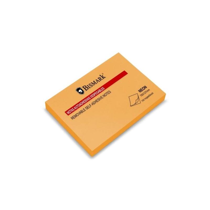 Pack De 12 Unidades Bismark Bloc De 100 Notas Adhesivas 76x127mm - Naranja Neon