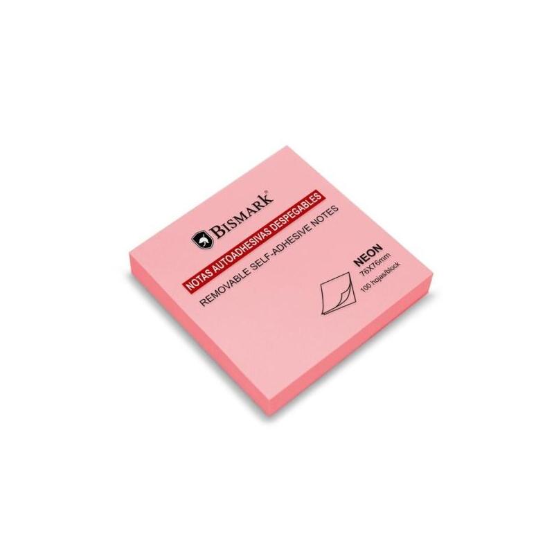 Pack De 12 Unidades Bismark Bloc De 100 Notas Adhesivas 76x76mm - Rosa Neon