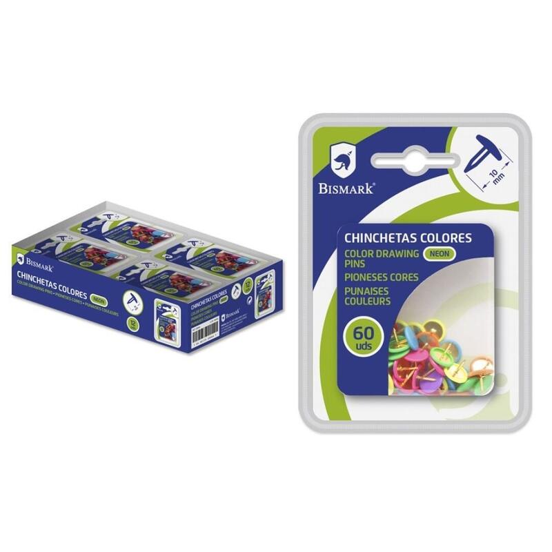 Pack De 12 Unidades Bismark Chinchetas Colores Metálicas Surtidos Blister De 60