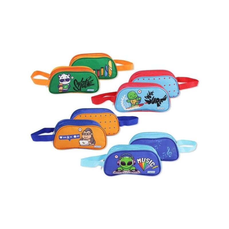 Pack De 12 Unidades Bismark Lovely Animals Portatodo Ovalado A 2 Colores - 3 Compartimentos - 4 Diseños Diferentes