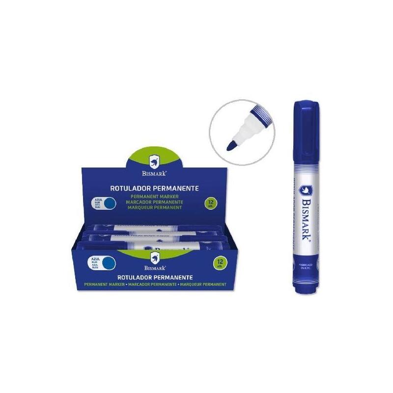 Pack De 12 Unidades Bismark Rotulador Permanente Punta Cónica 1,5mm Azul