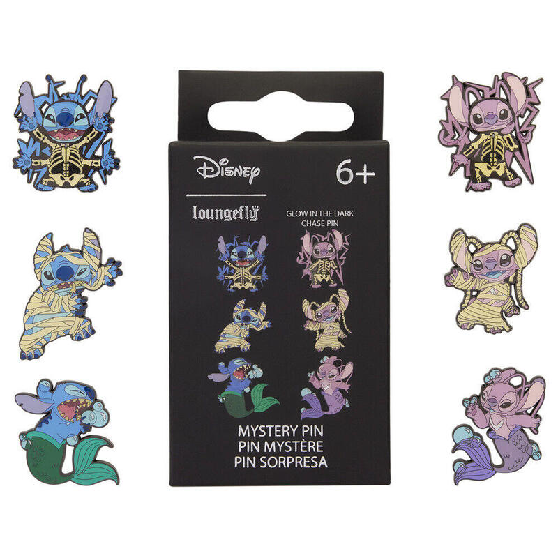 Pack De 12 Unidades - Blind Box Mystery Enamel Pin Stitch & Angel Stitch Disney Loungefly