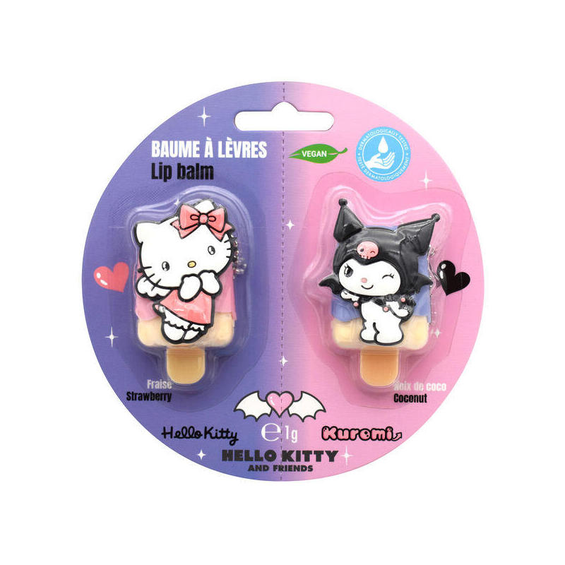 Pack De 12 Unidades - Blister 2 Balsamos Labiales 3d Kuromi & Hello Kitty