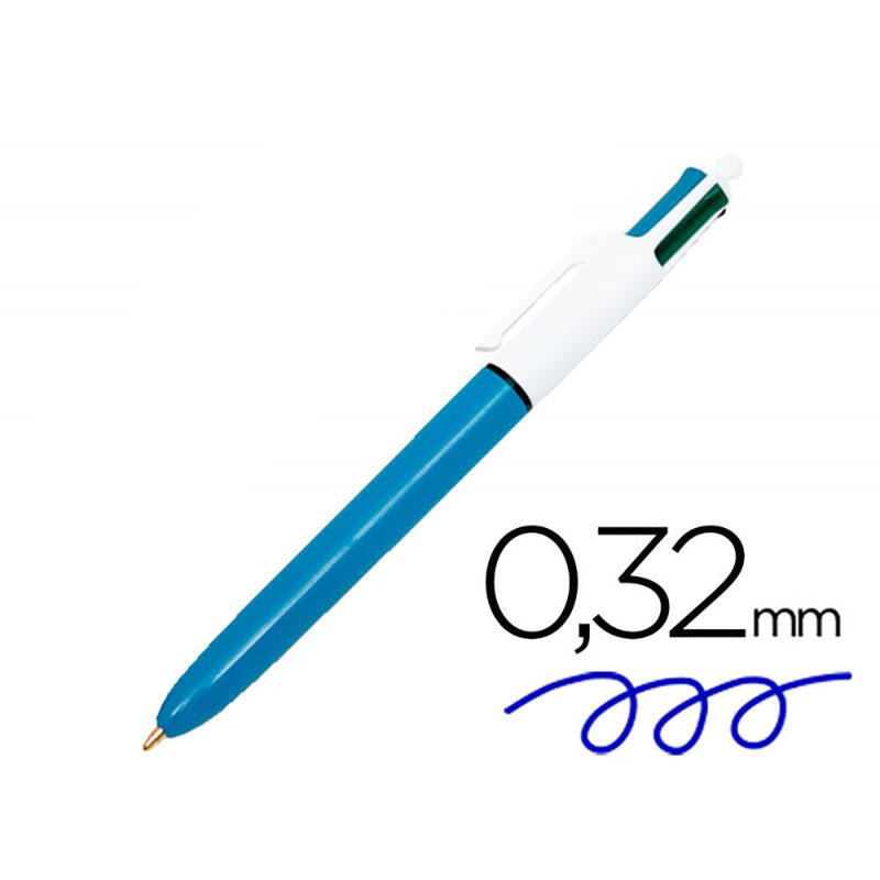 Pack De 12 Unidades - Boligrafo 4 Colores Clasico, Punta De 1 Mm