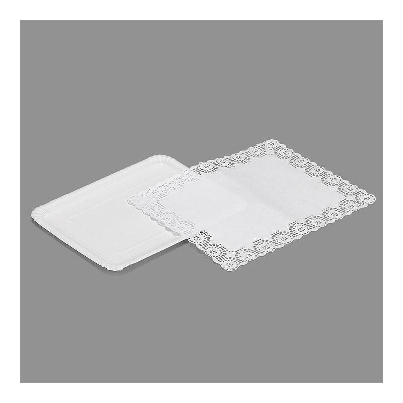 Pack De 12 Unidades - Bolsa Con 2 Bandejas Rectangulares Con Blonda 22x28cm