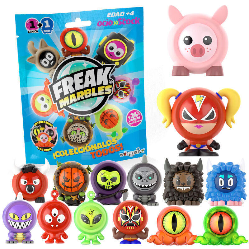 Pack De 12 Unidades - Bolsa Sorpresa Canica + Skin Freak Marbles Surtido