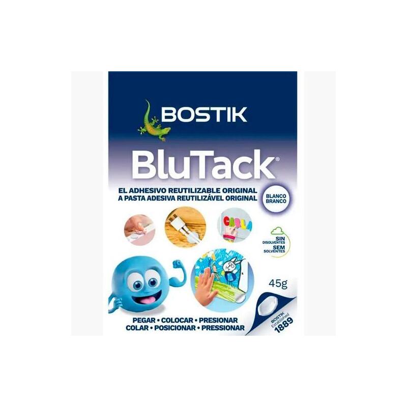 Pack De 12 Unidades Bostik Masilla Adhesiva Blu Tack 45gr Blanco