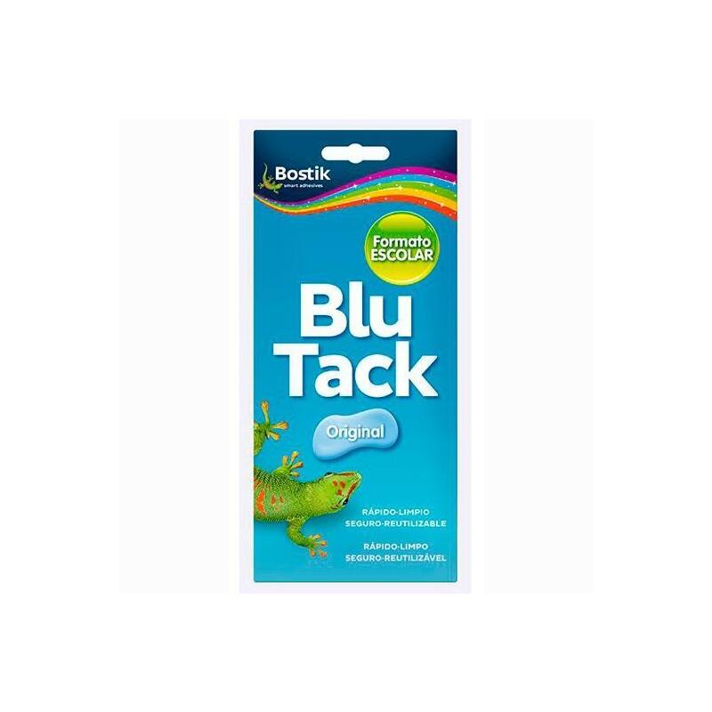 Pack De 12 Unidades Bostik Masilla Adhesiva Reutilizable Blu Tack Original Formato Escolar 90gr Azul