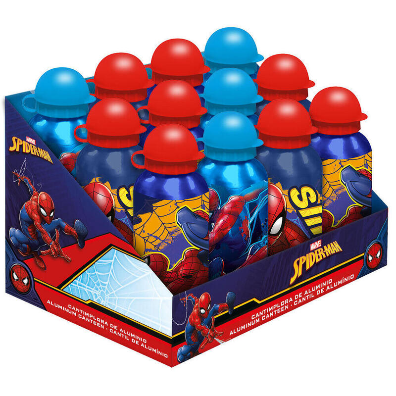 Pack De 12 Unidades - Cantimplora Aluminio Spiderman Marvel 500ml Surtido