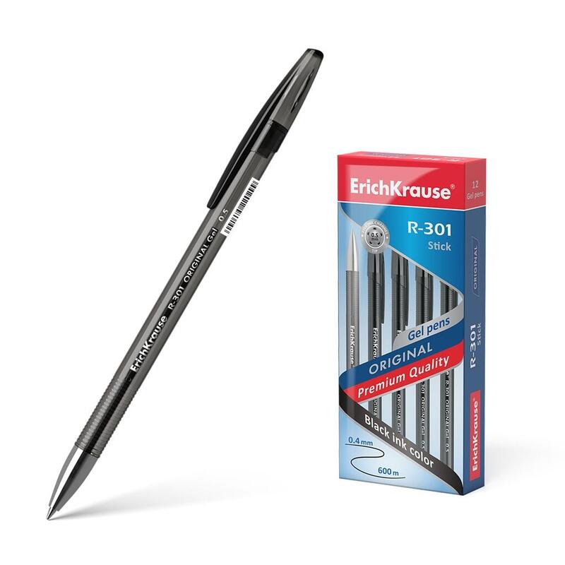 Pack De 12 Unidades Erichkrause Boligrafo De Gel R-301 Original Gel 05 - Cuerpo Translucido En Colores Saturados - Punta De 05mm - Tinta De Gel De Secado Rapido - Color Negro