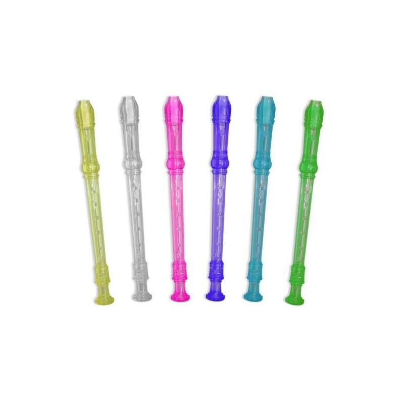 Pack De 12 Unidades Flauta Dulce Transparente De Colores - Fabricada En Plastico - Ideal Para Los Mas Pequeños - 6