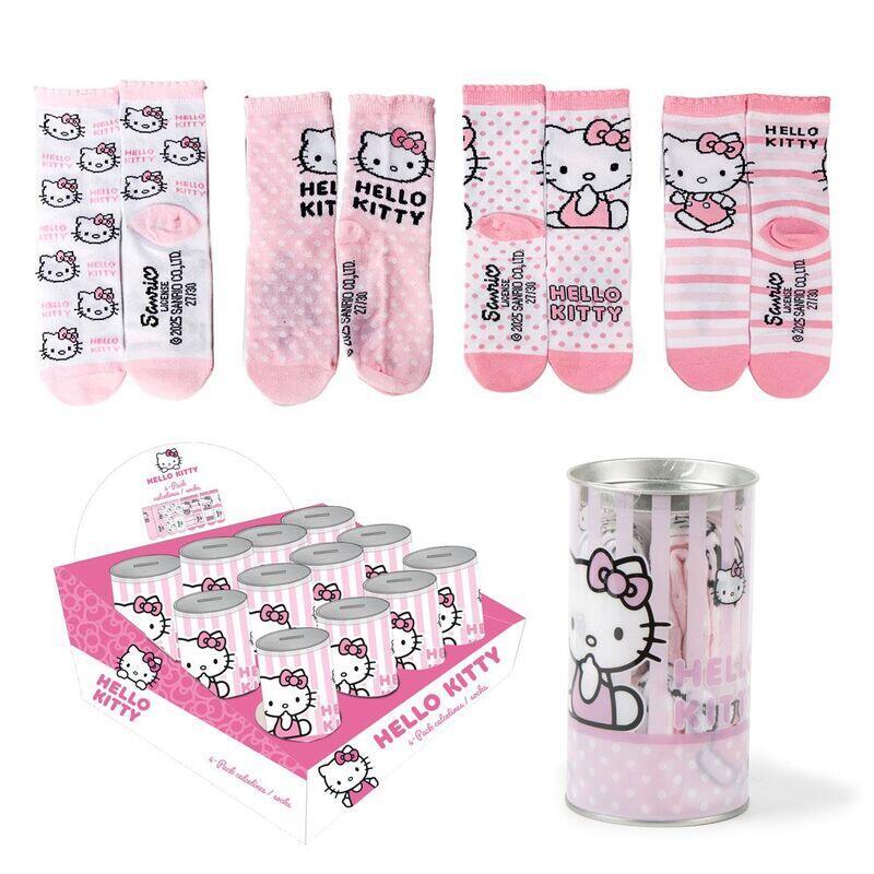 Pack De 12 Unidades - Hucha 4 Pares Calcetines Hello Kitty