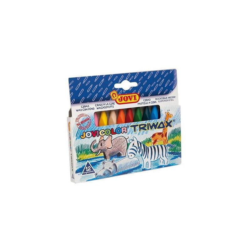 Pack De 12 Unidades Jovi Ceras Jovicolor Triwax 82mm Colores Surtidos Estuche 12 Ud