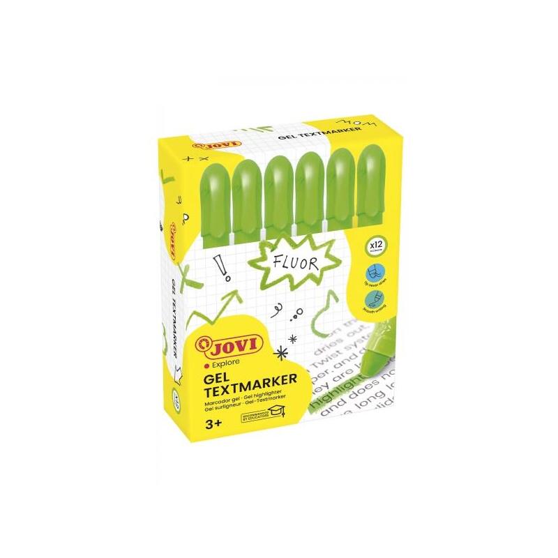 Pack De 12 Unidades Jovi Gel Textmarker Marcadores De Texto - Gel En Seco - Colores Fluorescentes - Con Ascensor - No