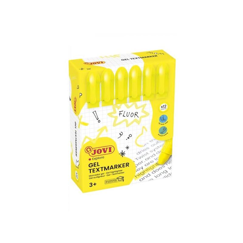Pack De 12 Unidades Jovi Gel Textmarker Marcadores De Texto - Gel En Seco - Colores Fluorescentes - No Necesitan Punta