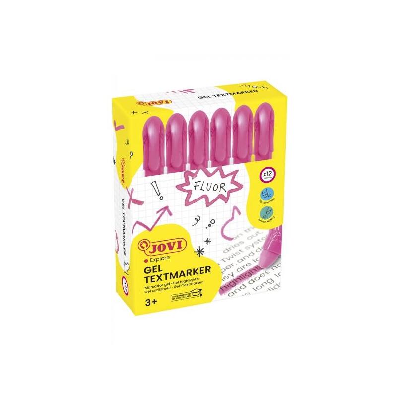Pack De 12 Unidades Jovi Gel Textmarker Marcadores De Texto - Gel En Seco - Colores Fluorescentes - No Necesitan Punta