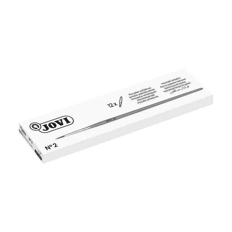 Pack De 12 Unidades Jovi Pinceles Artisticos Pelo Poney Nº 2 - Pelo Natural - Mango De Madera - Calibre 00 Al 12 -