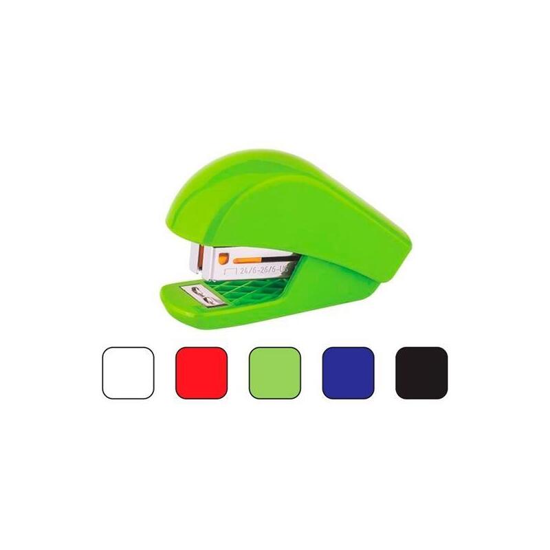 Pack De 12 Unidades Kangaro Minigrapadora Escolar Con Extraegrapas - Es-35m/Y2 + Grapas 26/6 1000ud - Colores Surtidos