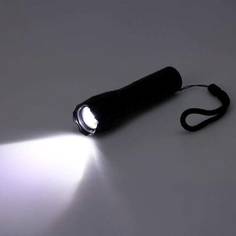 Pack De 12 Unidades - Linterna Led Aluminio 12,5 Cm, Con Zoom, 3 X Aaa (No Incluidas), Negra, 125 X 30 X 30 Mm
