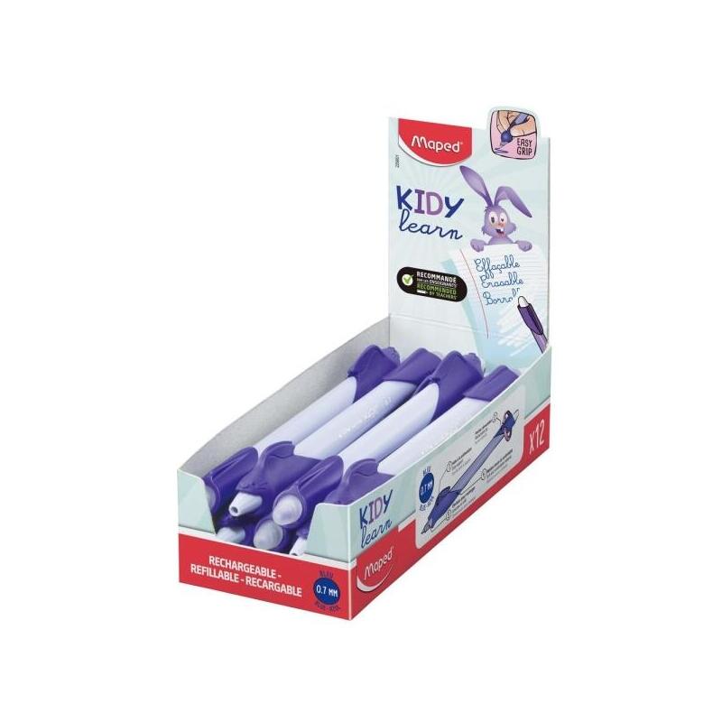 Pack De 12 Unidades Maped Kidy Lern Magic Boligrafo Borrable Con Guia Para Dedos - Modelo Conejo - Tinta Color Azul -