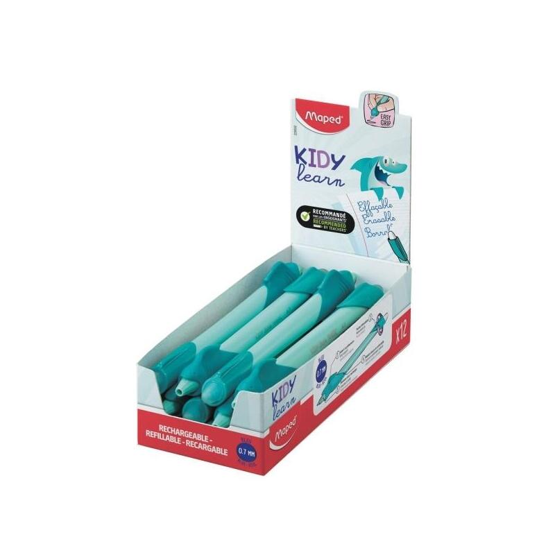 Pack De 12 Unidades Maped Kidy Lern Magic Boligrafo Borrable Con Guia Para Dedos - Modelo Tiburon - Tinta Color Azul -