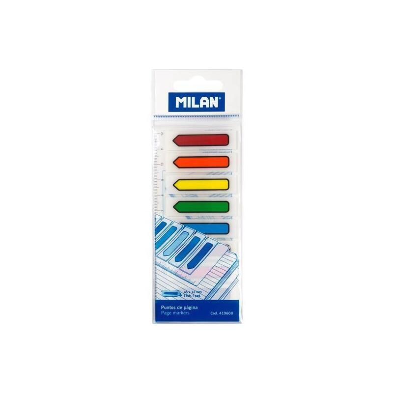 Pack De 12 Unidades Milan Bloc 120 Marcadores De Páginas Adhesivos Flecha De Plástico Transparente C/Surtidos
