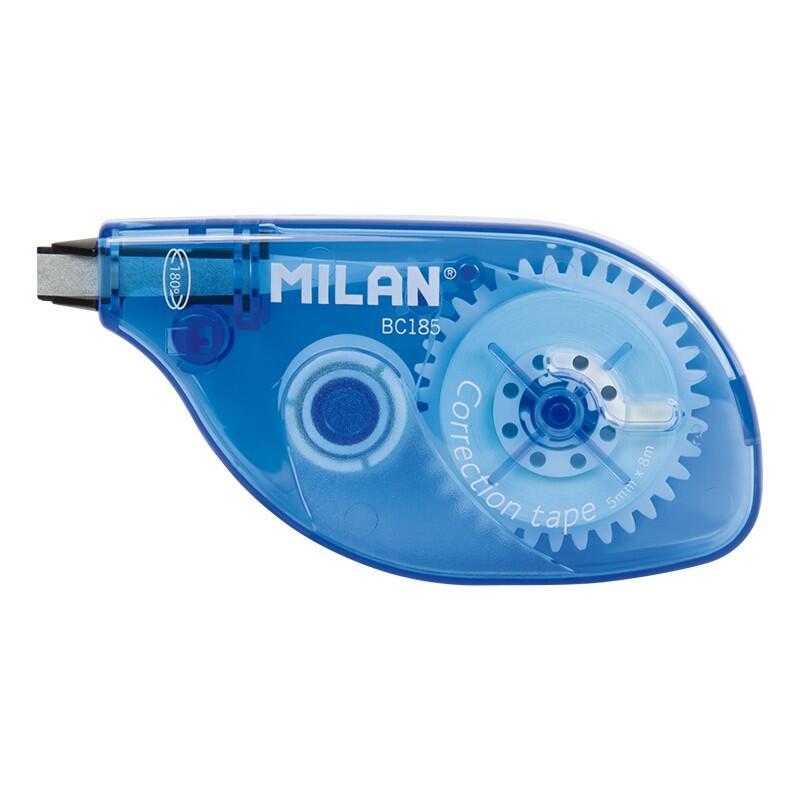 Pack De 12 Unidades Milan Cinta Correctora - Correcion En Seco - Rapida, Limpia Y Precisa - Meidas 5mm X 8m - Para Todo Tipo De Papel - Color Azul