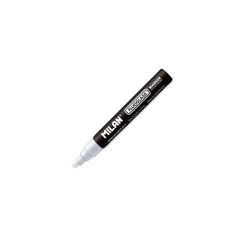Pack De 12 Unidades Milan Fluoglass Rotulador Borrable Punta Biselada Blanco