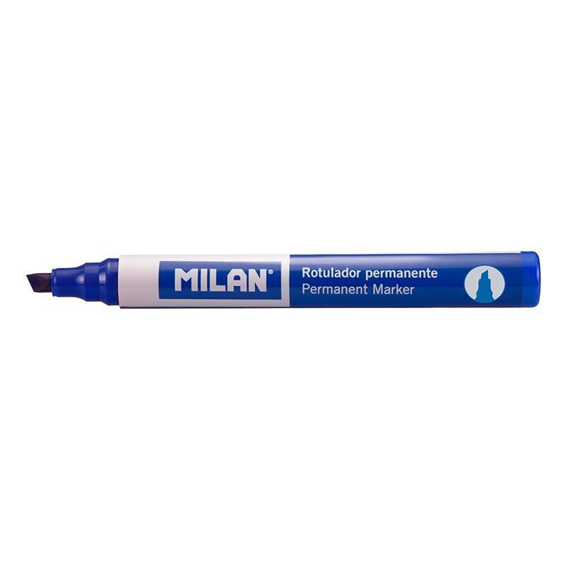 Pack De 12 Unidades Milan Rotuladores Permanentes Punta Biselada - Punta 1 - 4mm - Tinta A Base De Alcohol - Color Azul Marino