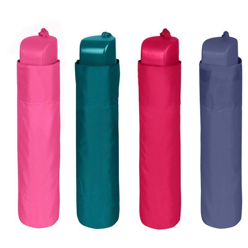 Pack De 12 Unidades - Paraguas Plegable Manual Colores Lisos 54cm Surtido