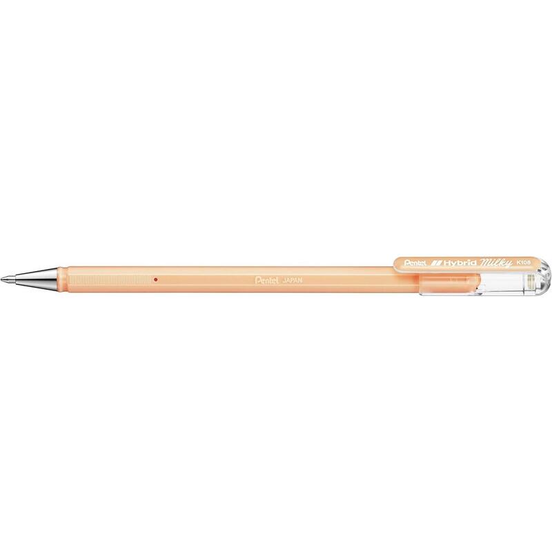 Pack De 12 Unidades Pentel Hybrid Milky Boligrafo De Bola - Punta Fina 0.8mm - Trazo 0.4mm - Tinta De Gel Opaca - Color