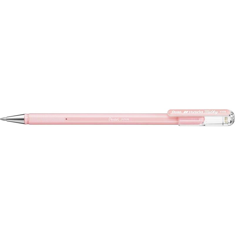 Pack De 12 Unidades Pentel Hybrid Milky Boligrafo De Bola - Punta Fina 0.8mm - Trazo 0.4mm - Tinta De Gel Opaca - Color