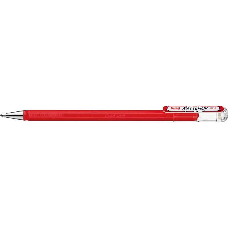Pack De 12 Unidades Pentel Mattehop Boligrafo De Bola - Punta 1mm - Trazo 0.5mm - Tinta De Gel Opaca - Fabricado Con