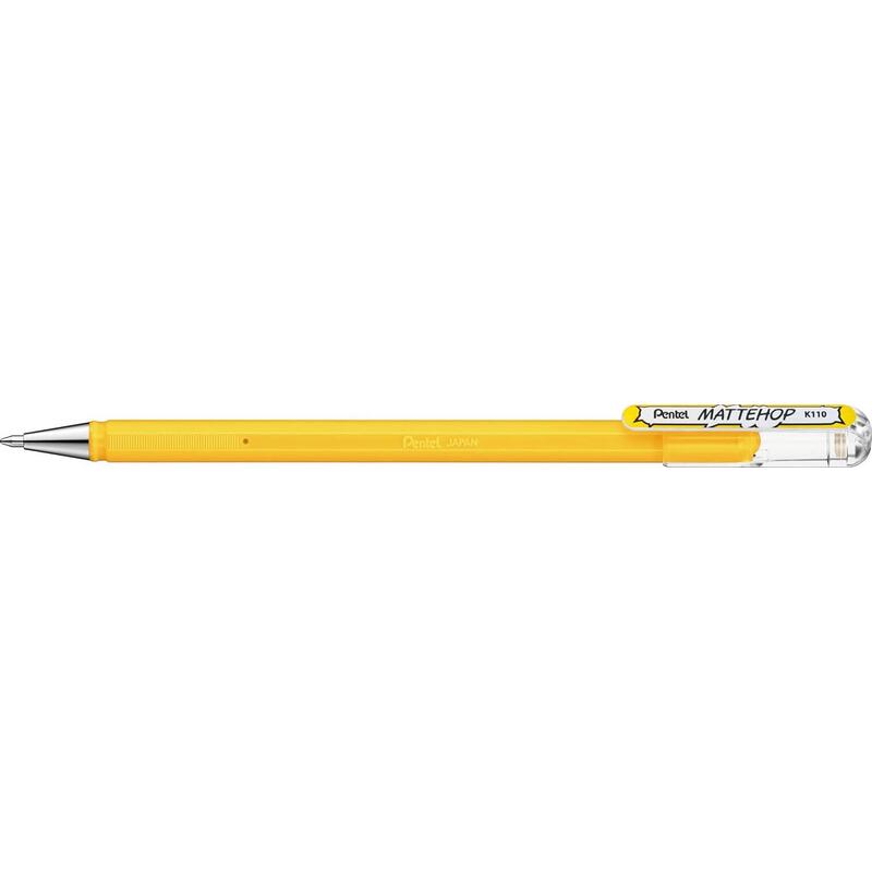 Pack De 12 Unidades Pentel Mattehop Boligrafo De Bola - Punta 1mm - Trazo 0.5mm - Tinta De Gel Opaca - Fabricado Con