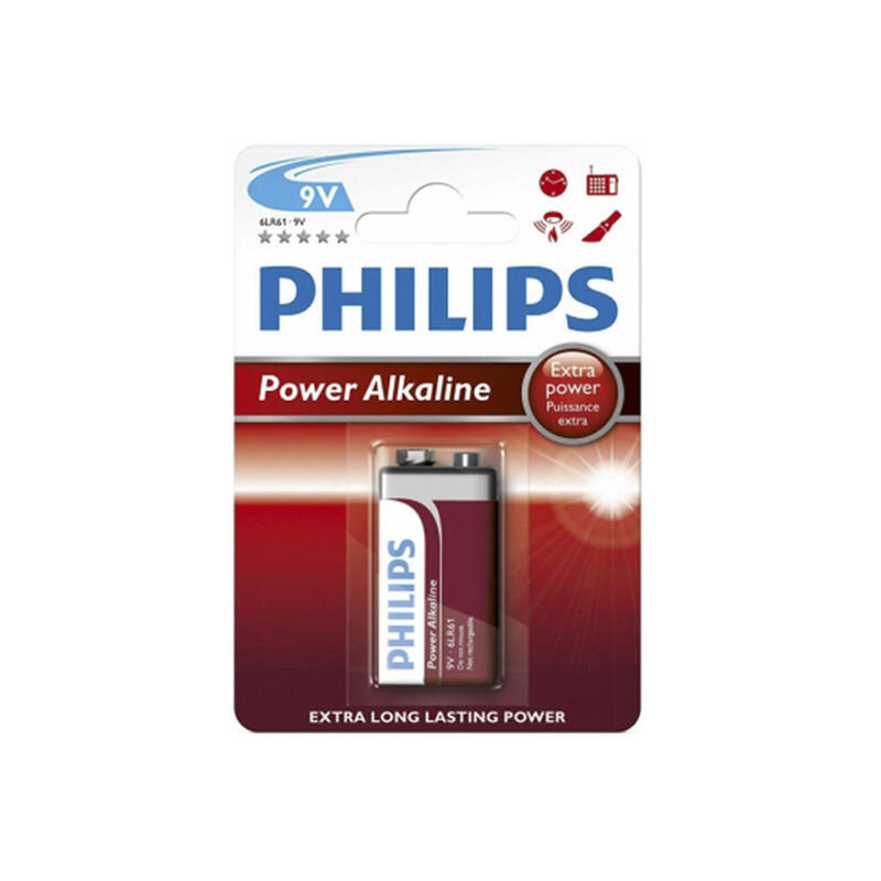 Pack De 12 Unidades - Pila Alkalina Philips 6lr61 9v (Blister 1 Unid.) 26,5x17,5x48,5mm