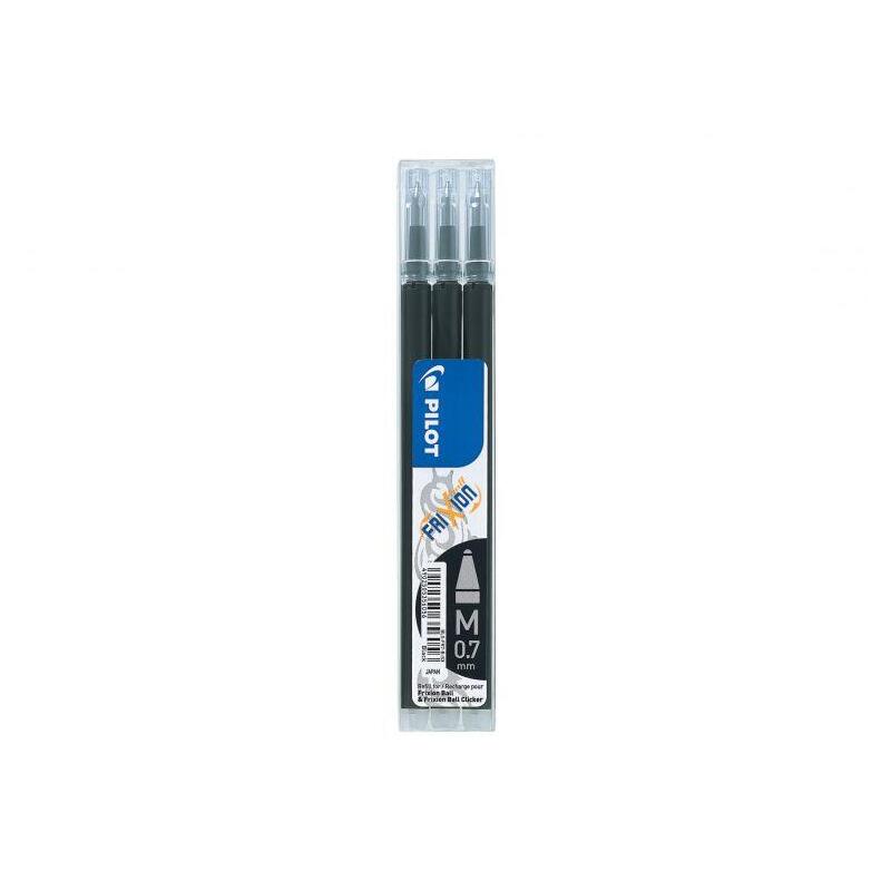 Pack De 12 Unidades Pilot Recambio De Gel Borrable Para Frixion Ball / Frixion Clicker - Pack De 3 Unidades - Punta De Bola Redonda 0.7mm - Trazo 0.4mm - Color Negro