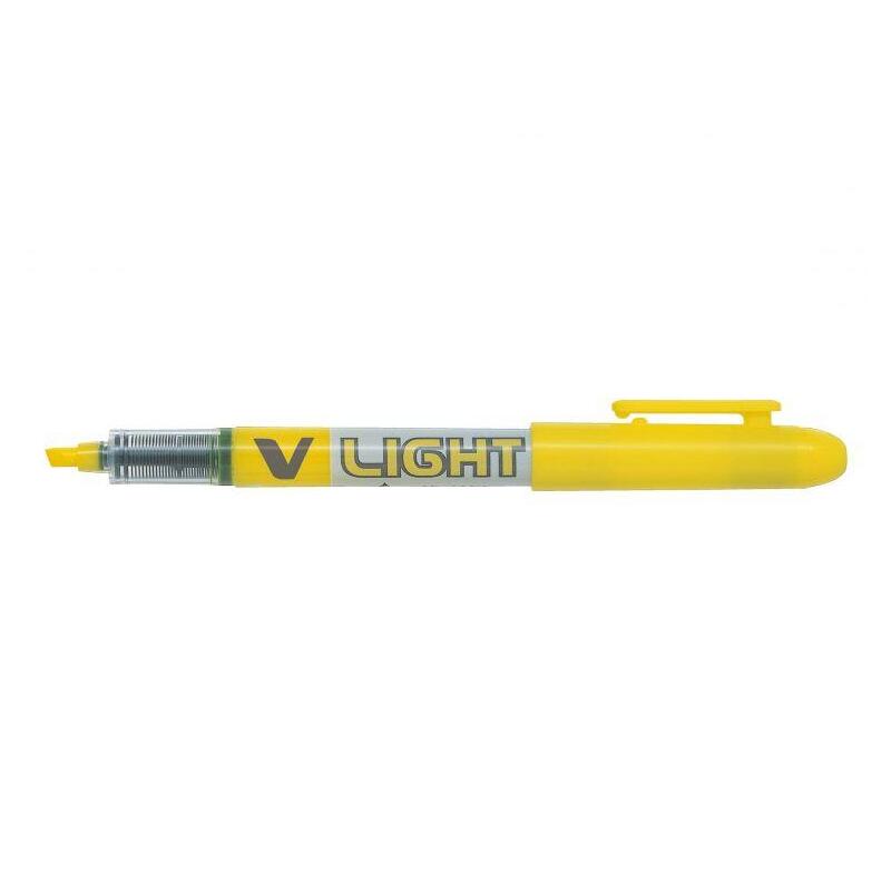 Pack De 12 Unidades Pilot Rotulador Marcador V-Light - Punta Biselada 3.60mm - Trazo De 3.30mm - Color Amarillo