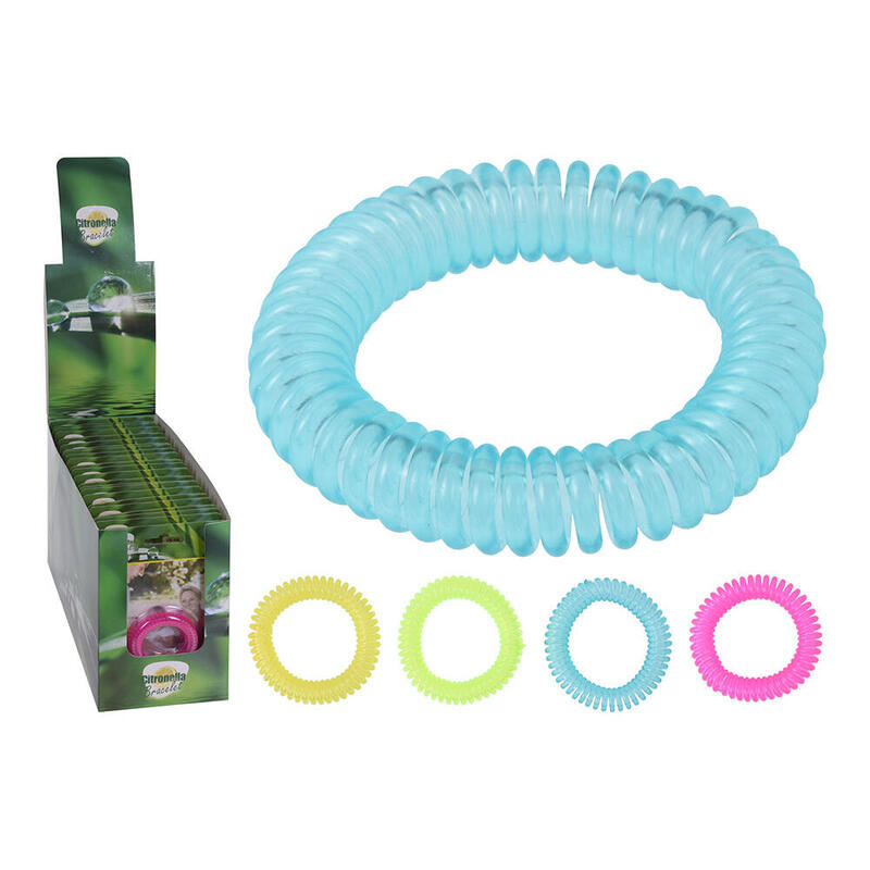 Pack De 12 Unidades - Pulsera Espiral Antimosquitos Con Citronela. Ø6cm Colores Surtidos