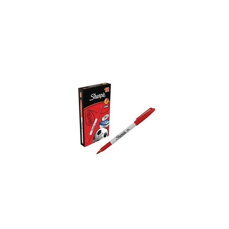 Pack De 12 Unidades Sharpie Marcador Permanente Fine Punta Redonda 0.9mm Rojo