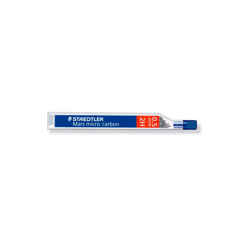 Pack De 12 Unidades Staedtler Mars Micro Carbon 250 Minas De Grafito - Dureza 2h - Trazo 0.5mm - Tubo De 12 Minas - Alta Resistencia
