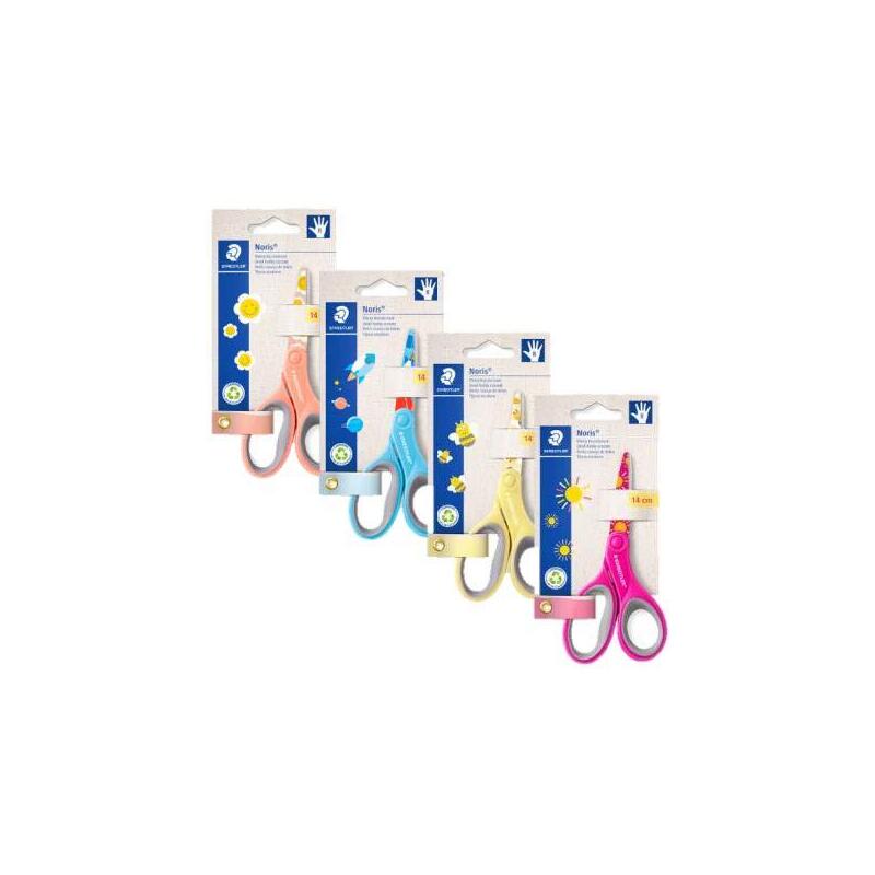 Pack De 12 Unidades Staedtler Noris 965 Tijera Escolar 14cm - Agarre Ergonomico Suave - Cuchillas Romas - Colores