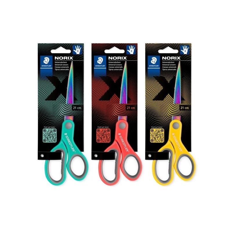 Pack De 12 Unidades Staedtler Norix 965 Tijeras Escolares 21cm - Hojas De Acero Inoxidable Con Apariencia De Titanio -