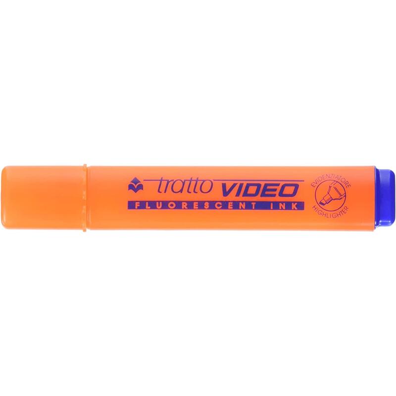 Pack De 12 Unidades Tratto Video Marcador Fluorescente - Punta Biselada - Tinta Base De Agua - Secado Rapido - Color Naranja Fluorescente