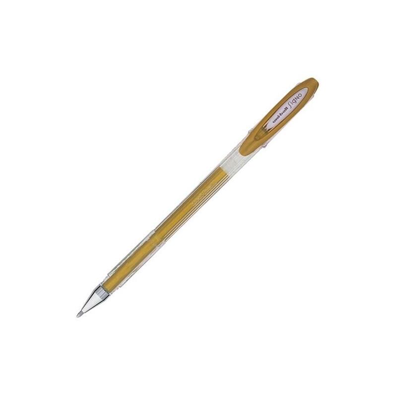 Pack De 12 Unidades Uni-Ball Signo Noble Metal Boligrafo De Gel - Punta De Acero Inoxidable 0.8 Mm. - Trazo 0.50 Mm. Aprox. - Tinta Gel - Color Oro - Caja De 12 Ud