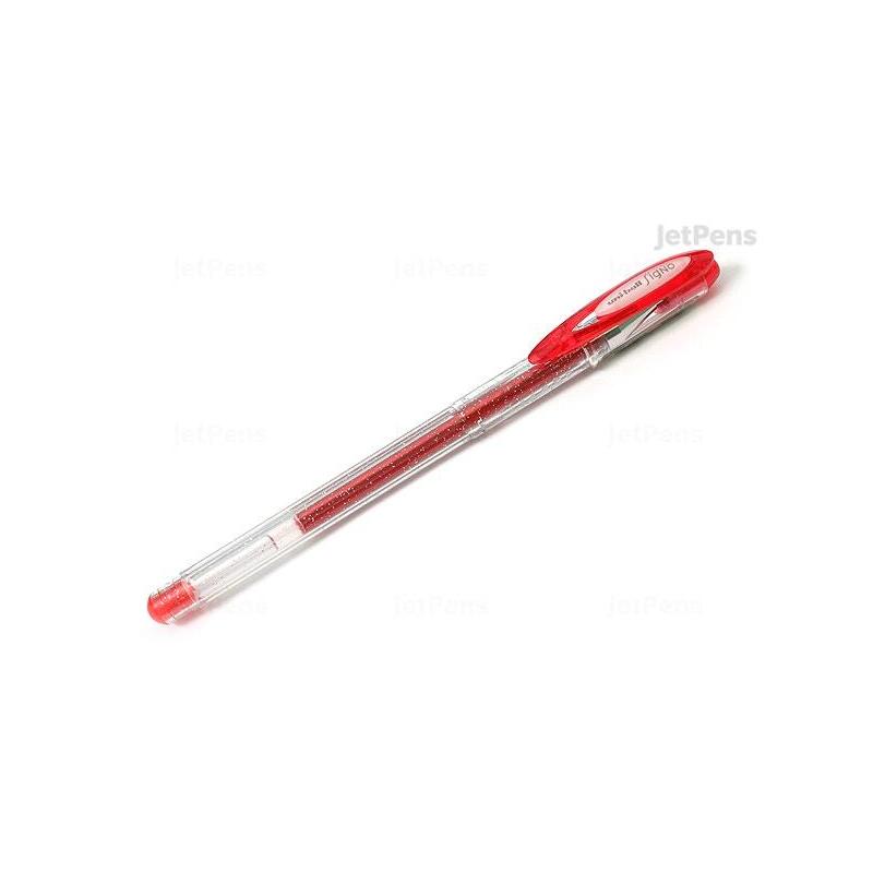 Pack De 12 Unidades Uni-Ball Signo Sparkling Boligrafo De Gel - Punta De Acero Inoxidable 1 Mm. - Trazo 0.65 Mm. Aprox. - Tinta Gel - Color Rojo Efecto Purpurina - Caja De 12 Ud