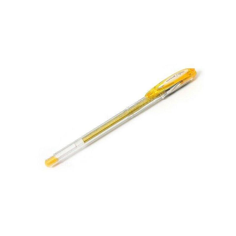 Pack De 12 Unidades Uni-Ball Signo Sparkling Boligrafo De Gel - Punta De Acero Inoxidable 1 Mm. - Trazo 0.65 Mm. Aprox. - Tinta Gel - Color Oro Efecto Purpurina - Caja De 12 Ud