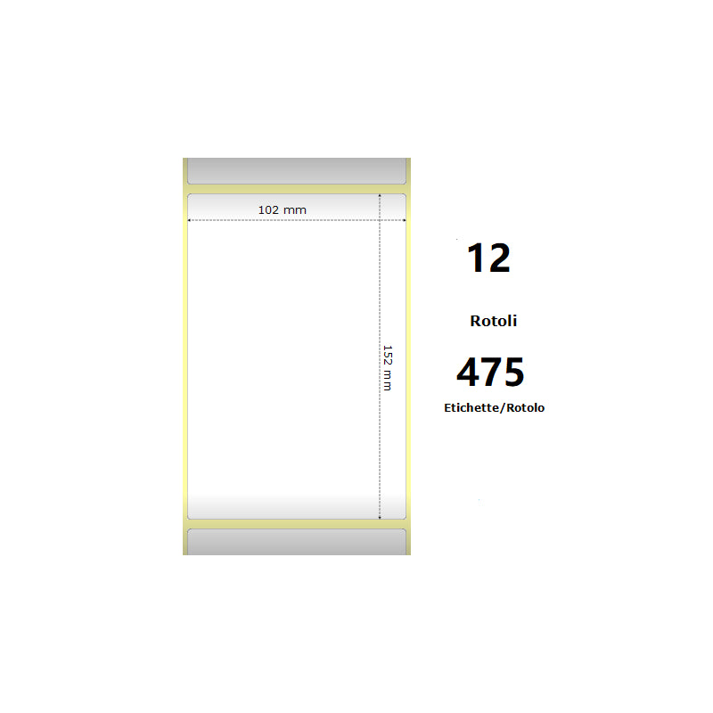 Pack De 12 Unidades White 102x152mm, 475 Et/Rotolo Z-1000d,4x6x1 Core ,12 Rolls